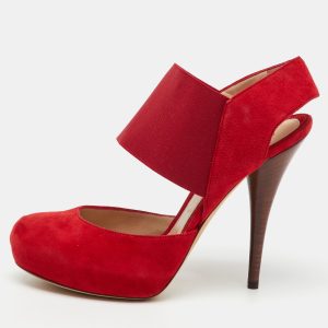 Fendi Red Suede and Stretch Band Ankle Platform Sandals Size 40, Sandals - Luxury Closet catalog