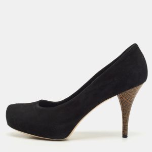 Fendi Black Suede Platform Logo Heel Pumps Size 38, Pumps - Luxury Closet catalog