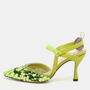 Fendi Green Leather and Sequins Embellished Colibri Lite Pumps Size 36, Pumps - Luxury Closet catalog