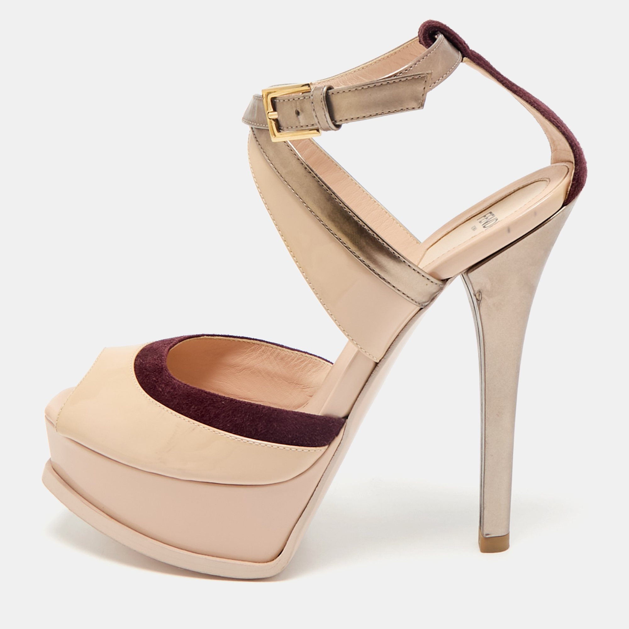 Fendi Multicolor Patent Leather and Suede Ankle Strap Sandals Size 37, Sandals - Luxury Closet catalog