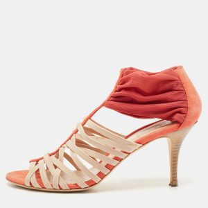 Fendi Red/Beige Suede And Elastic Strappy Sandals Size 38, Sandals - Luxury Closet catalog
