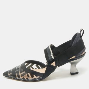 Fendi Black Leather and Zucca PVC Colibri Slingback Pumps Size 37, Pumps - Luxury Closet catalog
