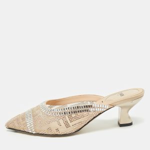 Fendi Beige Mesh Crystal Embellished Colibri Heel Mules Size 35, Sandals - Luxury Closet catalog