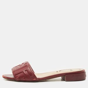 Fendi Burgundy FF Embossed Leather Slide Sandals Size 36, Sandals - Luxury Closet catalog