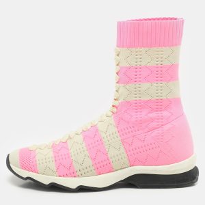 Fendi Pink and Beige Stripes Knit Fabric Sneaker Boots Size 38, Athletic Shoes & Sneakers - Luxury Closet catalog