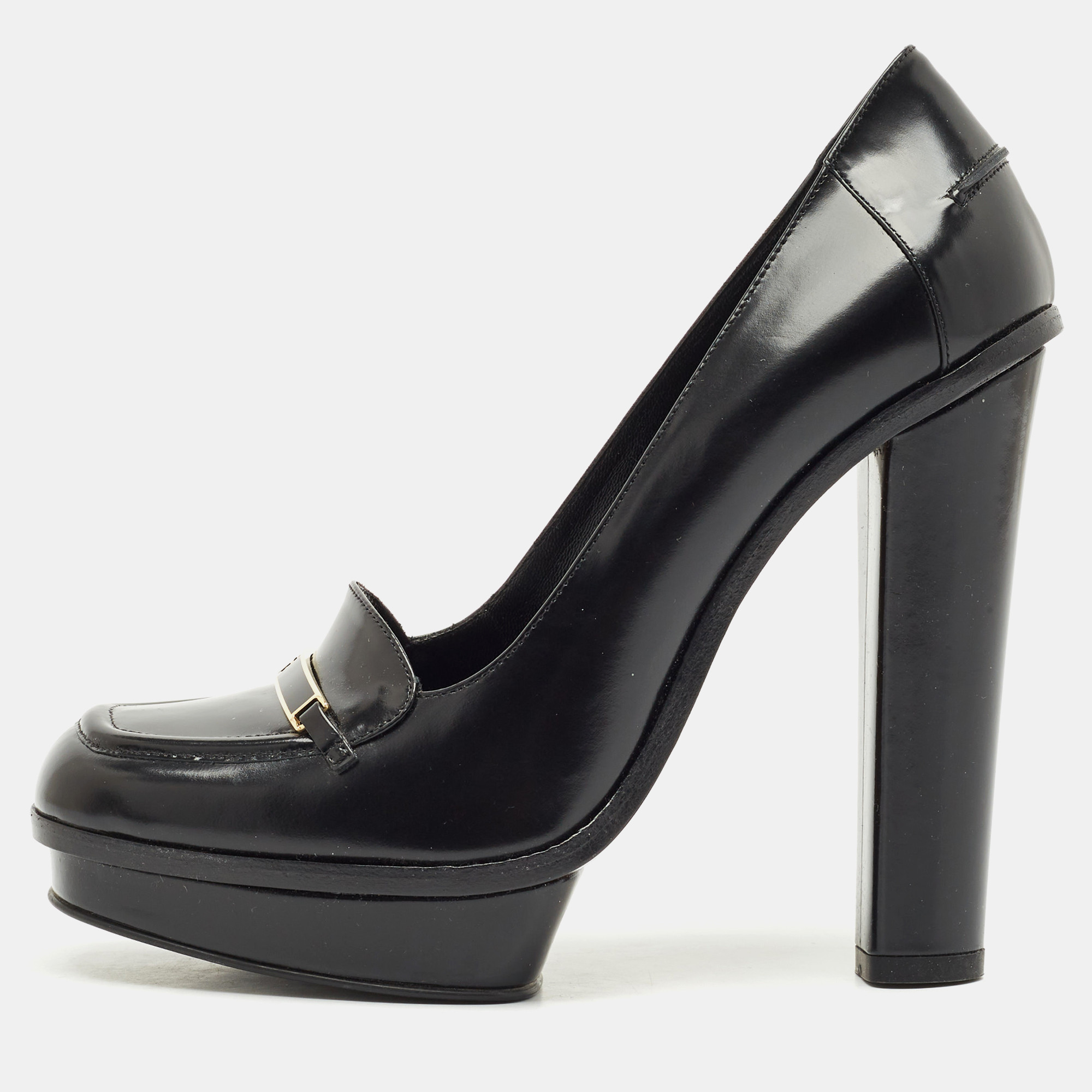 Fendi Black Leather Logo Loafer Platform Pumps Size 38, Pumps - Luxury Closet catalog