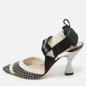 Fendi White/Black Zucca Canvas and Leather Colibri Slingback Pumps Size 35, Pumps - Luxury Closet catalog