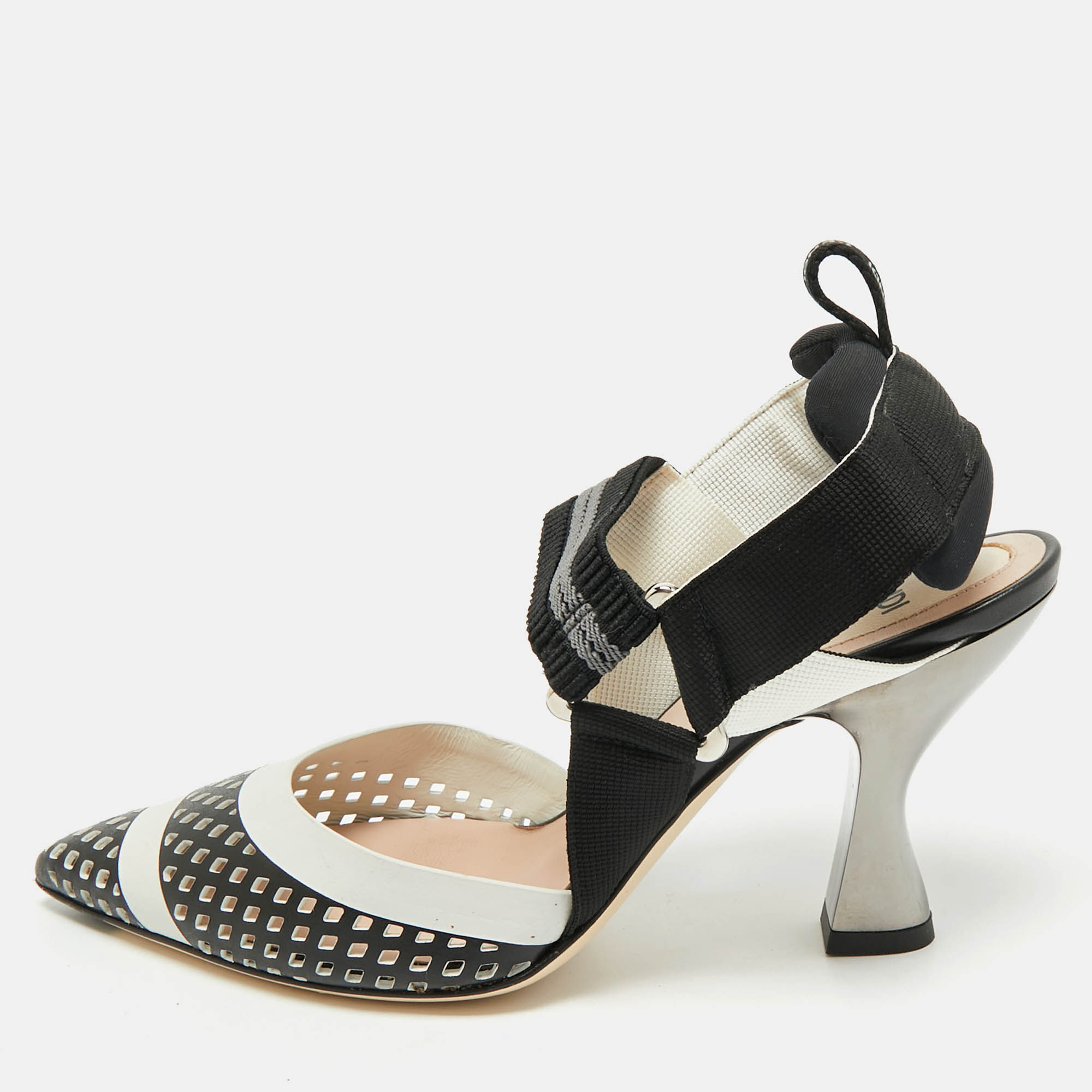 Fendi White/Black Zucca Canvas and Leather Colibri Slingback Pumps Size 35, Pumps - Luxury Closet catalog
