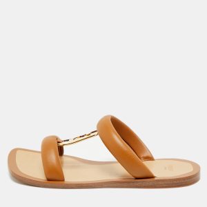 Fendi Brown Leather Buckle Flats Slide Size 38, Flats - Luxury Closet catalog