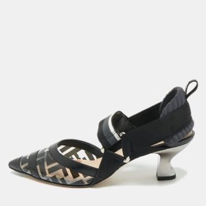 Fendi Black/Grey PVC And Fabric Colibri Slingback Pumps Size 35.5, Pumps - Luxury Closet catalog