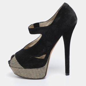 Fendi Black Suede Peep Toe Platform Pumps Size 38.5, Pumps - Luxury Closet catalog