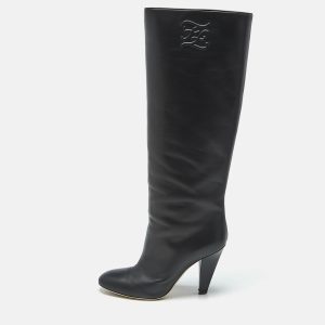 Fendi Black Leather Knee Length Boots Size 38.5, Boots - Luxury Closet catalog