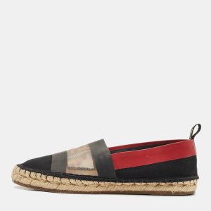 Fendi Black/Red Zucca Leather and Mesh Espadrille Flats Size 36, Flats - Luxury Closet catalog
