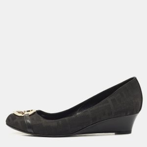 Fendi Black Canvas Logo Wedges Sandals Size  41, Pumps - Luxury Closet catalog