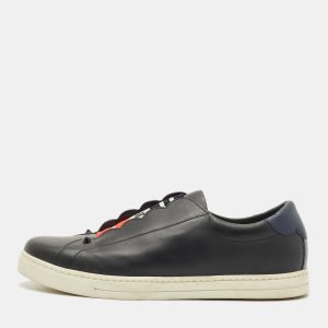 Fendi Black/Blue Leather Logo Knit Rockoko Scallop Detail Slip On Sneakers Size 39, Athletic Shoes & Sneakers - Luxury Closet catalog