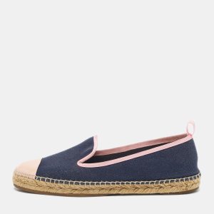 Fendi Navy Blue/Pink Denim And Patent Leather Junia Cap Toe Espadrilles Flats Size 38.5, Flats - Luxury Closet catalog