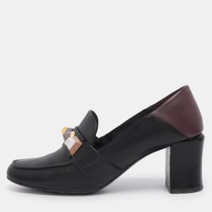 Fendi Black/Burgundy Leather Studded Loafer Pumps Size 41, Pumps - Luxury Closet catalog