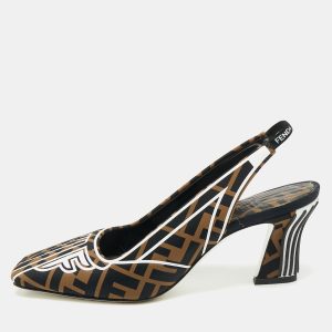 Fendi Tobacco Zucca Canvas and Leather FFreedom Slingback Pumps Size 37, Pumps - Luxury Closet catalog