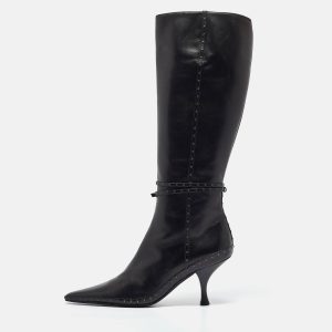 Fendi Black Leather Pointed Toe Knee Length Boots Size 40, Boots - Luxury Closet catalog