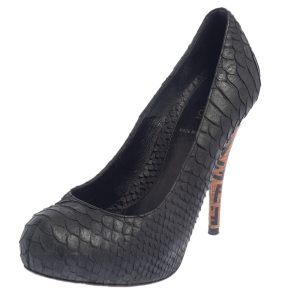 Fendi Black Python Embossed Leather Zucca Print Heel Pumps Size 37, Pumps - Luxury Closet catalog