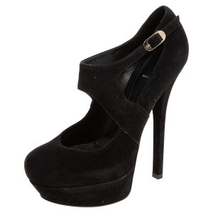 Fendi Black Suede Platform Ankle Strap Pumps Size 39.5, Pumps - Luxury Closet catalog