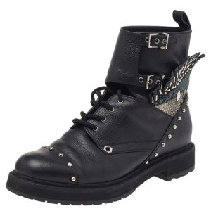 Fendi Black Leather Embellished Buckle Strap Ankle Boots Size 37, Boots - Luxury Closet catalog