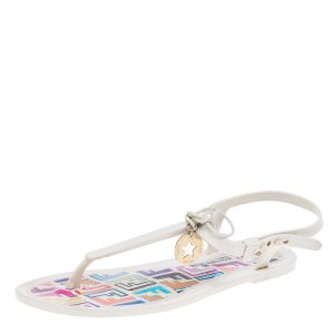Fendi White Jelly Logo Charm Sunny Thong Flat Sandals Size 39, Sandals - Luxury Closet catalog