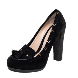 Fendi Black Suede Tassel Detail Loafer Pumps Size 37, Pumps - Luxury Closet catalog