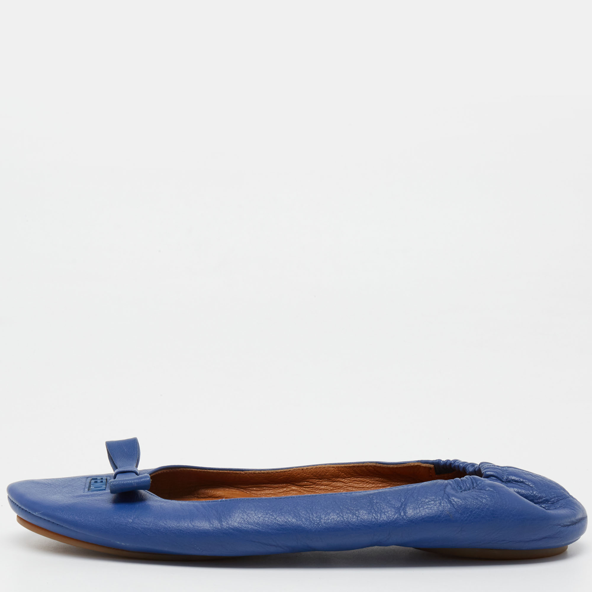 Fendi Blue Leather Let's Dance Bow Ballet Flats Size 39.5, Flats - Luxury Closet catalog