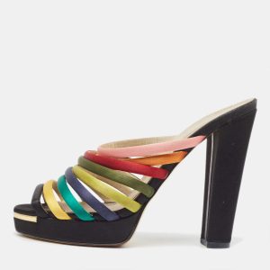 Fendi Multicolor Satin Strappy Platform Slide Sandals Size 40, Sandals - Luxury Closet catalog