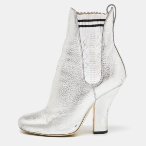 Fendi Silver Leather Marie Antoinette Ankle Boots Size 37, Boots - Luxury Closet catalog