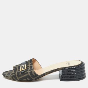 Fendi Brown Zucca Canvas Block Heel Slide Sandals Size 39.5, Sandals - Luxury Closet catalog