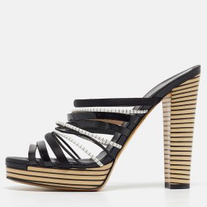Fendi Black Leather and Satin Strappy Platform Slide Sandals Size 41, Sandals - Luxury Closet catalog