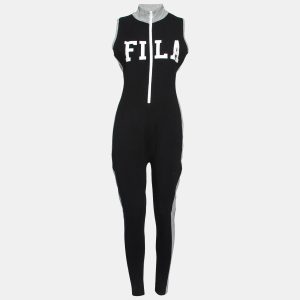 Fila Black & Grey Logo Printed Cotton Sleeveless Jumpsuit M, Suits - Luxury Closet catalog