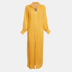 Frame Yellow Ramie Kaftan Maxi Dress XS, Dresses - Luxury Closet catalog