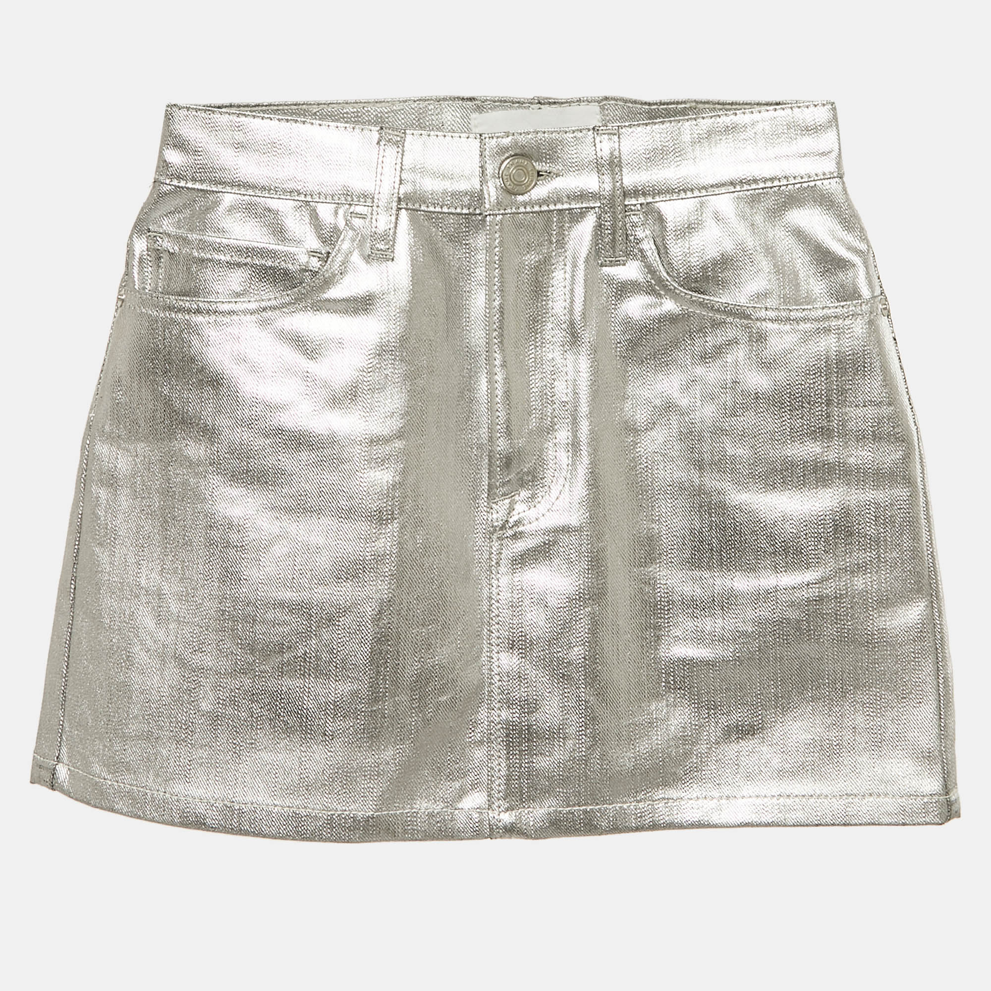 Frame Silver Coated Denim Mini Skirt S, Skirts - Luxury Closet catalog
