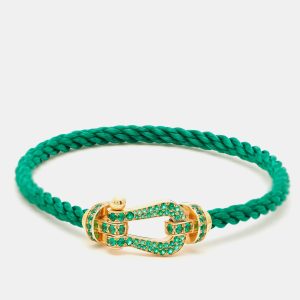 Fred Force 10 Emerald 18k Yellow Gold Green Cable Large Model Bracelet 19, Bracelets - Luxury Closet catalog