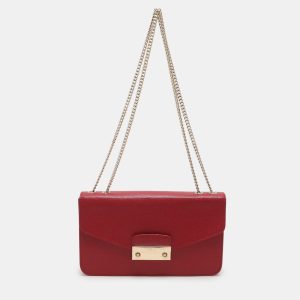 Furla Red Leather Metropolis Chain Shoulder Bag, Shoulder Bags - Luxury Closet catalog