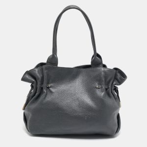 Furla Dark Grey Leather Side Drawstring Tote, Tote Handbags - Luxury Closet catalog