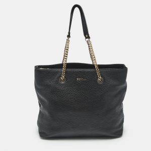 Furla Black Leather Julia Chain Tote, Tote Handbags - Luxury Closet catalog