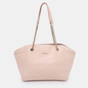 Furla Blush Pink Leather Julia Chain Tote, Tote Handbags - Luxury Closet catalog