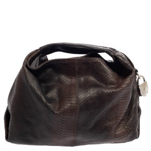 Furla Dark Brown Python Embossed Leather Elisabeth Hobo, Shoulder Bags - Luxury Closet catalog