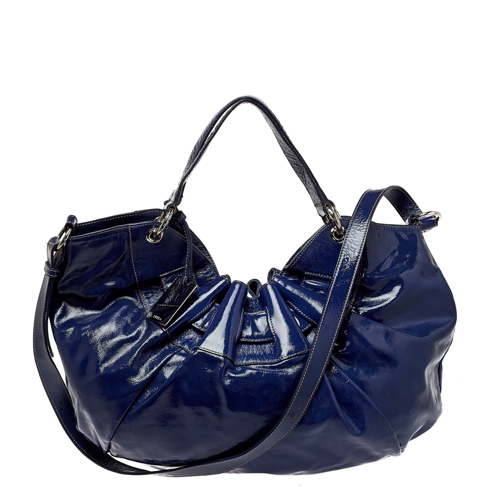 Furla Blue Patent Leather Ninfea Hobo, Shoulder Bags - Luxury Closet catalog