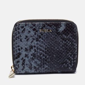 Furla Black/Grey Python Effect Leather Zip Around Wallet, Wallets & Money Clips - Luxury Closet catalog