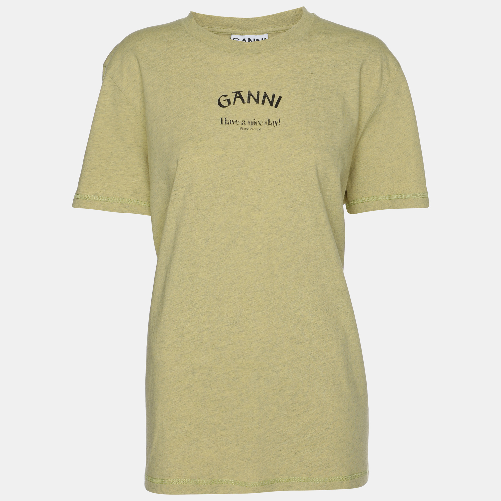 Ganni Leek Yellow Logo Print T-Shirt L, Shirts & Tops - Luxury Closet catalog