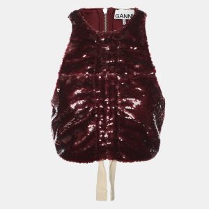 Ganni Burgundy Sequin Sleeveless Crop Top XXS, Shirts & Tops - Luxury Closet catalog