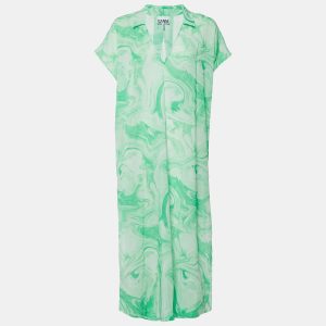 Ganni Green Marble Print Cotton Tunic Dress S/M, Dresses - Luxury Closet catalog
