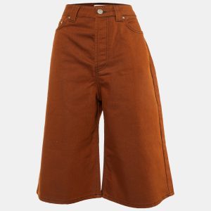 Ganni Brown Denim Knee Length Shorts M, Shorts - Luxury Closet catalog