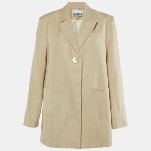 Ganni Neutral Linen Button Front Oversized Jacket L, Coats & Jackets - Luxury Closet catalog