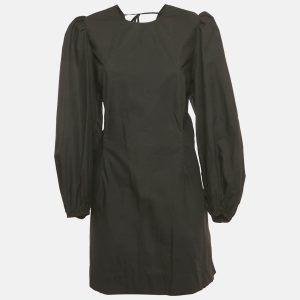 Ganni Black Poplin Back Open Mini Dress XL, Dresses - Luxury Closet catalog